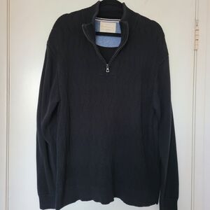 Weatherproof Vintage Men's Black Cable-Knit Quarter-Zip Sweater
